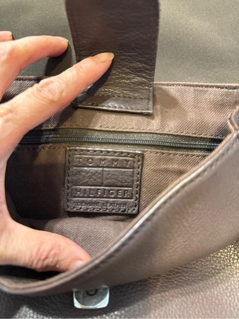 Vintage Tommy Hilfiger Brown Leather flap Backpack